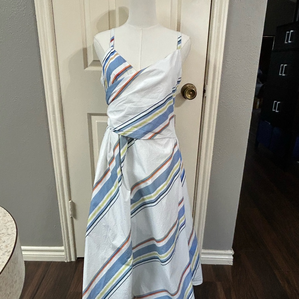 Current Air Asymmetrical Dress with Blue and Orange Stripes